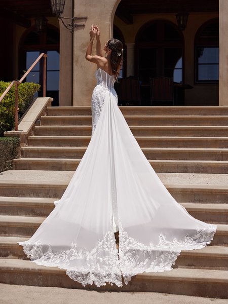 Illusion V-Back Mermaid with Chiffon Detachable Cathedral Train ValStefani GARNET Illusion V-Back Mermaid with Chiffon Detachable Cathedral Train ValStefani GARNET