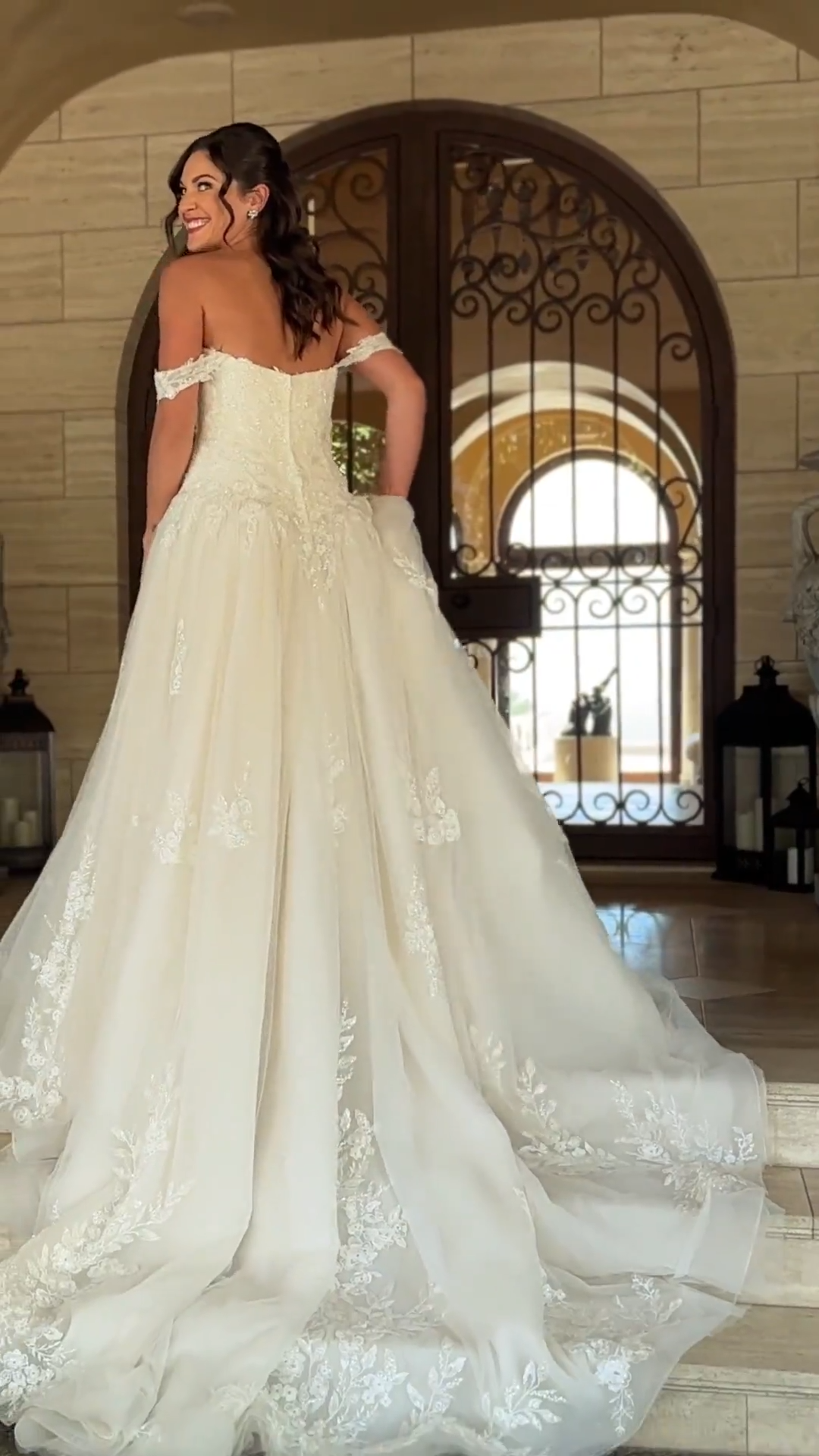 ValStefani LAPIS Sparkle Tulle and Emboridered Lace Appliques Ball Gown with Drop Basque Waist ValStefani LAPIS Sparkle Tulle and Emboridered Lace Appliques Ball Gown with Drop Basque Waist