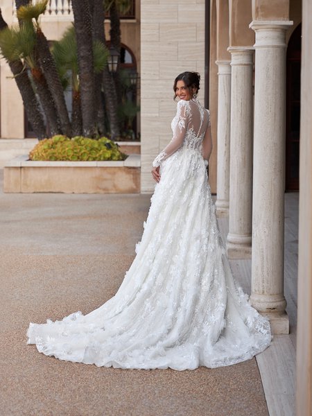 ValStefani PERIDOT High Neck Illusion Open Back Ball Gown with Chapel Train and Horsehair Trim Hem ValStefani PERIDOT High Neck Illusion Open Back Ball Gown with Chapel Train and Horsehair Trim Hem