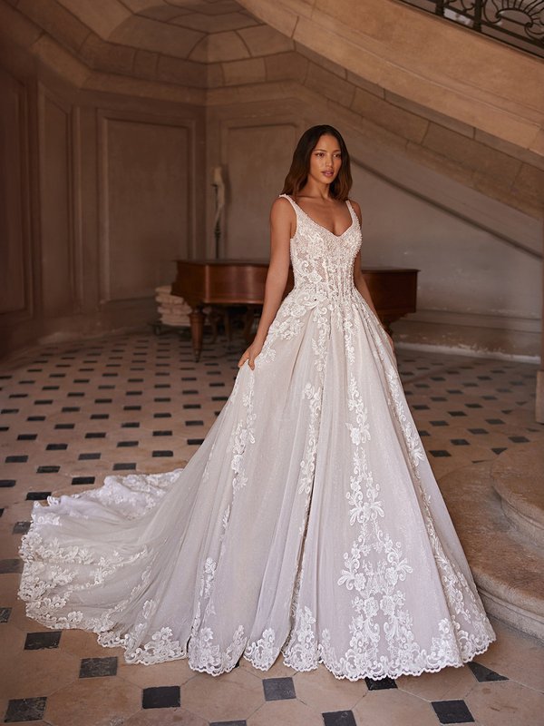 ValStefani MONARQUE Unlined sweetheart with thick straps sparkly full A-line gown