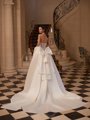 ValStefani ASTRAELIA Illusion open back with scattered pearls A-line with detachable bow train ValStefani ASTRAELIA Illusion open back with scattered pearls A-line with detachable bow train