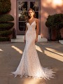 Bohemian Lace Mermaid Wedding Dress with Sweetheart Neckline and Thin Spaghetti Straps Simply Val Stefani Lorelai S2168