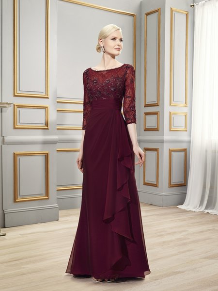 Val Stefani MB7518 modest coverage mother of the groom dress with 3/4 sleeves and combination of lace and chiffon on front for weddings Val Stefani MB7518 modest coverage mother of the groom dress with 3/4 sleeves and combination of lace and chiffon on front for weddings