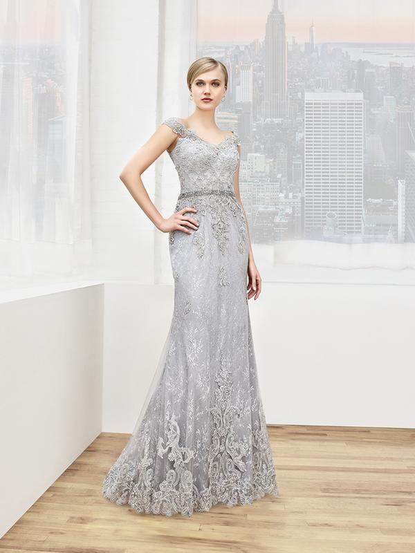Val Stefani Celebrations MB7613 corded lace hem mother of the bride gown with beaded waist accent Val Stefani Celebrations MB7613 corded lace hem mother of the bride gown with beaded waist accent