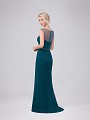 Val Stefani Celebrations MB7625 sheer back all-lace slim evening gown with beading at waist Val Stefani Celebrations MB7625 sheer back all-lace slim evening gown with beading at waist