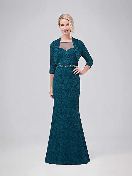 Val Stefani Celebrations MB7625 gorgeous lace sheath gown with matching 3/4 sleeve lace jacket Val Stefani Celebrations MB7625 gorgeous lace sheath gown with matching 3/4 sleeve lace jacket
