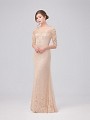 Val Stefani Celebrations MB7627 all-over lace and sequin A-line gown with V-neck and elbow length sleeves Val Stefani Celebrations MB7627 all-over lace and sequin A-line gown with V-neck and elbow length sleeves