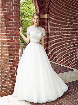 Simply Val Stefani style S2012 bohemian bridal crop top with Alencon lace short sleeves Simply Val Stefani style S2012 bohemian bridal crop top with Alencon lace short sleeves