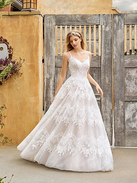 Simply Val Stefani S2075 rustic lace A-line wedding dress with straps Simply Val Stefani S2075 rustic lace A-line wedding dress with straps