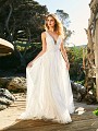 Simply Val Stefani S2081 light and rustic floor length lace wedding dress with plunging neckline and airy soft tulle skirt Simply Val Stefani S2081 light and rustic floor length lace wedding dress with plunging neckline and airy soft tulle skirt