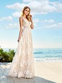 Simply Val Stefani S2085 flattering all-lace A-line wedding dress with feminine illusion lace details and low V-neck Simply Val Stefani S2085 flattering all-lace A-line wedding dress with feminine illusion lace details and low V-neck