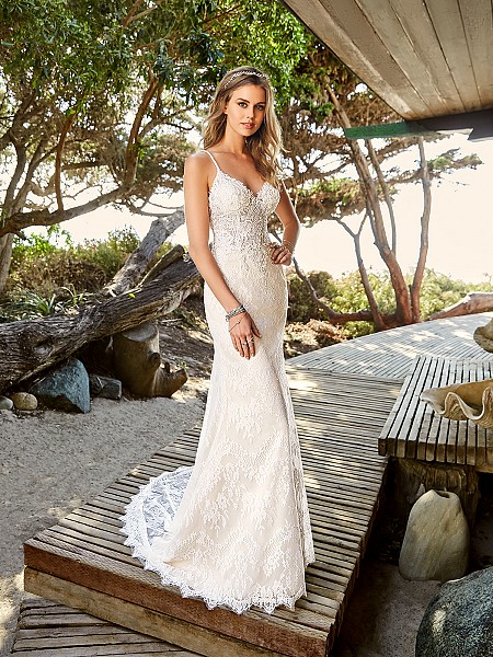 Simply Val Stefani S2087A sexy sheer unlined bodice fit and flare lace wedding dress with spaghetti straps for the rustic bride Simply Val Stefani S2087A sexy sheer unlined bodice fit and flare lace wedding dress with spaghetti straps for the rustic bride