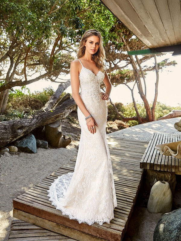 Simply Val Stefani S2087B lace rustic bohemian fit and flare wedding dress