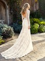 Simply Val Stefani HELENA elegant deep V-back mermaid wedding dress with buttons along zipper and chapel train Simply Val Stefani HELENA elegant deep V-back mermaid wedding dress with buttons along zipper and chapel train