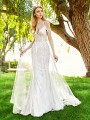 Simply Val Stefani JADE boho-inspired lace fabric A-line bridal gown with tulle overlay and swag sleeves Simply Val Stefani JADE boho-inspired lace fabric A-line bridal gown with tulle overlay and swag sleeves