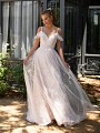 Style ELIANA floral sparkle tulle wedding dress with swag sleeves and lace straps 