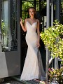 Style SICILIA chantilly lace mermaid dress with v-neckline and beaded straps Style SICILIA chantilly lace mermaid dress with v-neckline and beaded straps