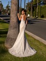 Sexy Deep Illusion Low Back Fitted Gown with Short Sweep Train Simply Val Stefani Fantasia S2165