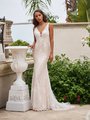Style ALISO timeless deep V-neck with illusion inset embroidered garden lace mermaid wedding gown with sweep train Style ALISO timeless deep V-neck with illusion inset embroidered garden lace mermaid wedding gown with sweep train