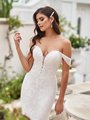 Style BALBOA deep sweetheart with illusion inset front bodice with tulle swag sleeves lace appliques over Chantilly lace gown Style BALBOA deep sweetheart with illusion inset front bodice with tulle swag sleeves lace appliques over Chantilly lace gown