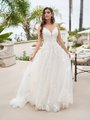Style LAGUNA deep sweetheart with illusion inset and beaded straps A-line bridal gown with sequin lace over lightweight net