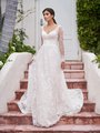 Style SURFSIDE light and comfortable V-neck rustic all over lace A-line wedding gown with illusion long sleeves