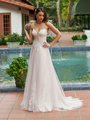 Simply Val Stefani S2194 Drop Waist Strapless Floral Lace Full A-Line Tulle Wedding Dress with Illusion Plunge
