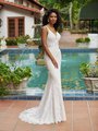 Simply Val Stefani S2195 Geometric Lace Mermaid Wedding Dress With Sheer Bodice and Lace Straps