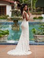 Simply Val Stefani S2195 Graphic All-Over Lace Strappy Back Bridal Gown With Buttons Along Zipper And Lace Sweep Train