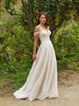 Simply Val Stefani S2198 All-Over Embroidered Foliage Deep Sweetheart Bridal Gown With Illusion Plunge And Swag Sleeves