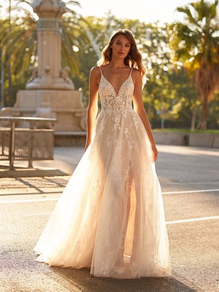 Style KATE S2234 Deep Sweetherat with Illusion Inset and Beaded Straps Unlined Bodice Boho Chic Full A-Line Wedding Dress Style KATE S2234 Deep Sweetherat with Illusion Inset and Beaded Straps Unlined Bodice Boho Chic Full A-Line Wedding Dress