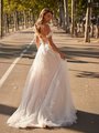 Style ALEXIS S2239 Flowy A-Line Beaded Trimmed Open Illusion Back Sweep Train Gown 