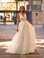 Style MOIRA S2240 Unlined Deep V-Neck Tulle and Embroidered Lace Fabric A-Line Boho Gown