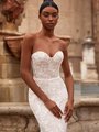 Sexy Strapless Sweetheart Embroidered Lace Fabric Mermaid Bridal Gown with Couture Sash at Natural Waist Style VICTORIA