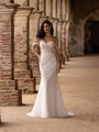 Style MONET Unlined Ruched Sweetheart Bodice with Detachable Swag Sleeves Beaded Tulle Mermaid Gown Style MONET Unlined Ruched Sweetheart Bodice with Detachable Swag Sleeves Beaded Tulle Mermaid Gown